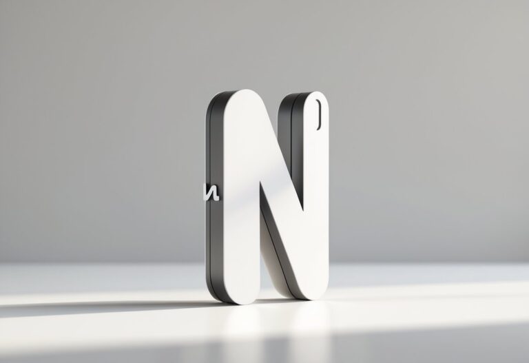 Objeto moderno e elegante com a letra N integrada, sobre fundo branco limpo.