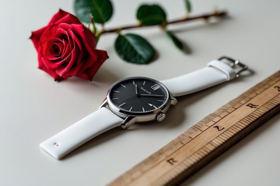 Objeto moderno e elegante começando com a letra R sobre fundo neutro.