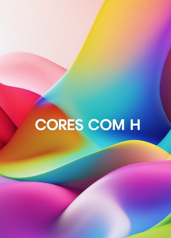 Composição abstrata colorida com várias cores vibrantes em um fundo limpo e minimalista.