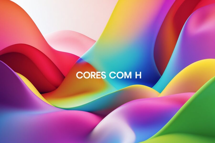 Composição abstrata colorida com várias cores vibrantes em um fundo limpo e minimalista.