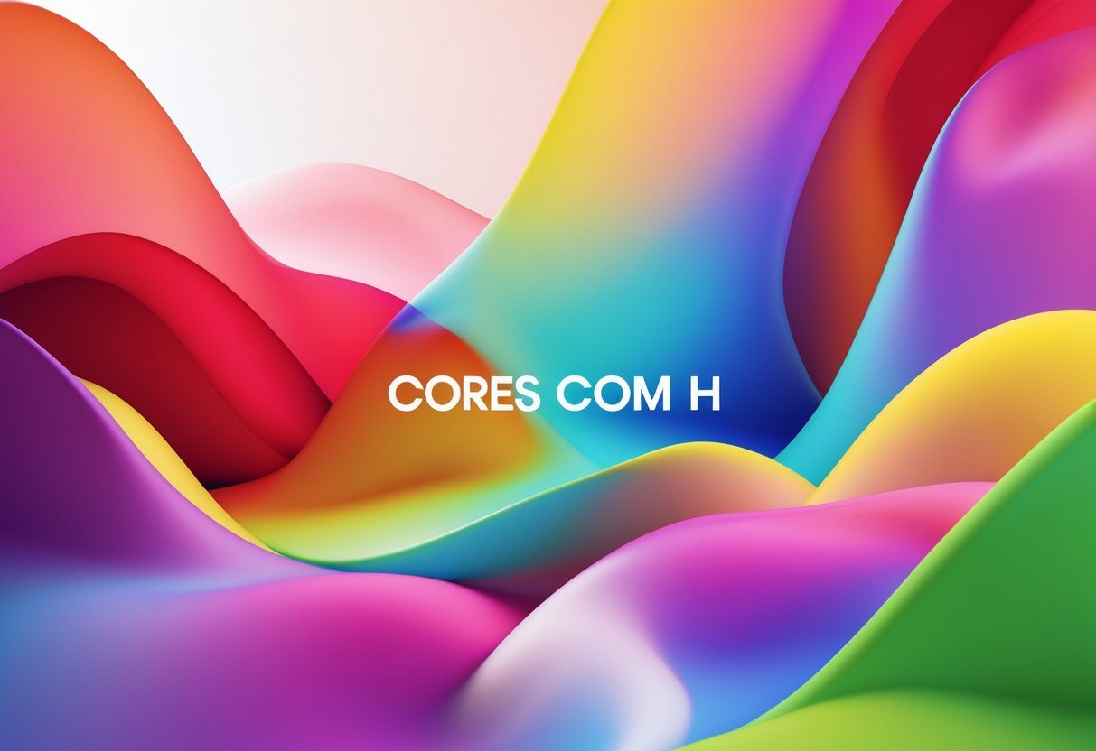 Composição abstrata colorida com várias cores vibrantes em um fundo limpo e minimalista.